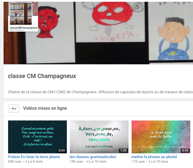 Le compte YouTube de la classe avec les vidéos réalisées par les élèves Le compte YouTube de la classe avec les vidéos réalisées par les élèves